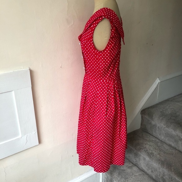 Golightly Pinup Retro Judie Red Stretch Cotton Polkadot Sleeveless Dress EUC S - Picture 4 of 9